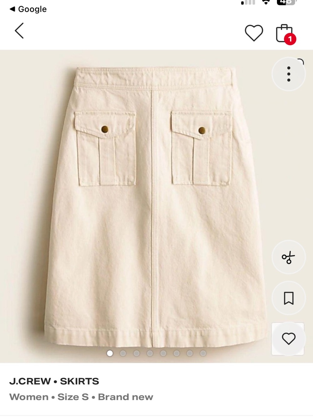 J. Crew Cream A-Line Skirt with Front Patch Pockets